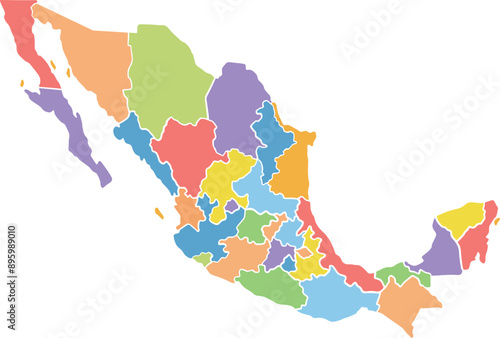 Mexico travel color illustration map