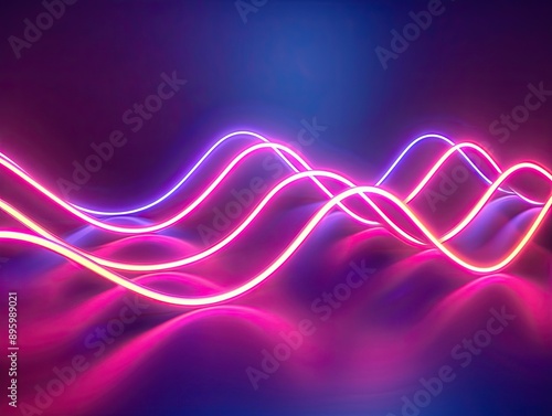 Neon lights wavy lines on d...