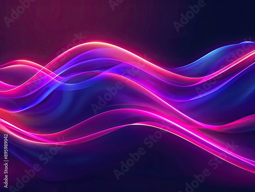 Neon lights wavy lines on d...