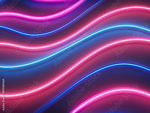 Neon lights wavy lines on d...