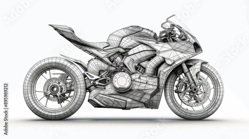 Wireframe Render of a Ducati Motorcycle
