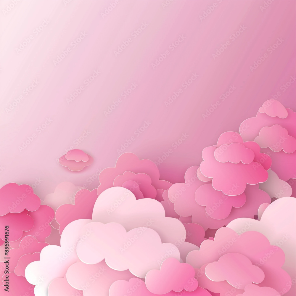 Pink magic clouds paper cut background. Cloudy rose sky forms a frame with empty space in the middle.
Pink magic clouds paper cut background. Cloudy rose sky forms a frame with empty space in the middle.