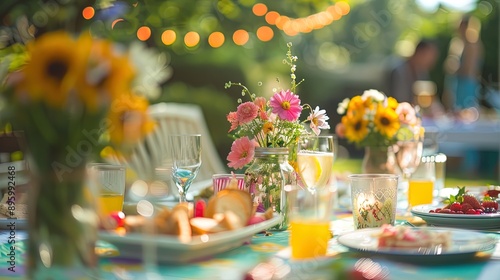 Energetic Summer Outdoor Party with Friends Enjoying Refreshing Drinks, Music, and Fun Activities under the Warm Sunlight. Seasonal Celebrations and Joyful Gatherings.