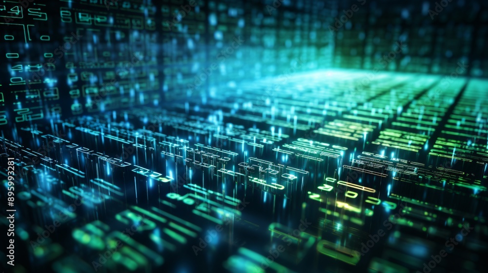 Abstract image of data flow and protection with binary code Abstract image of data flow and protection with binary code