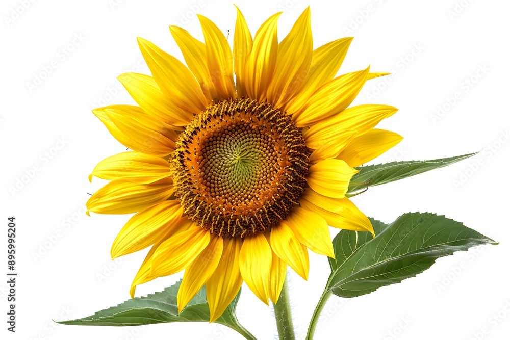 Fototapeta premium Vibrant Sunflower in Full Bloom Against a White Background
