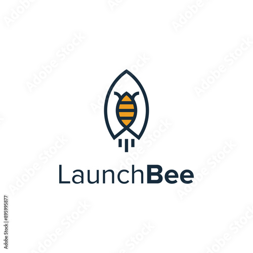 launch bee simple sleek creative geometric modern logo design photo