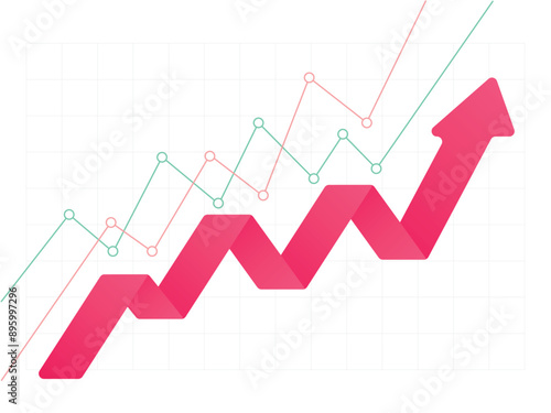 Free Download bussiness arrow graph, red stock market arrow pointing up, growing up, economic boom chart trending upwards, business profit, financial board rises - GFXLoad