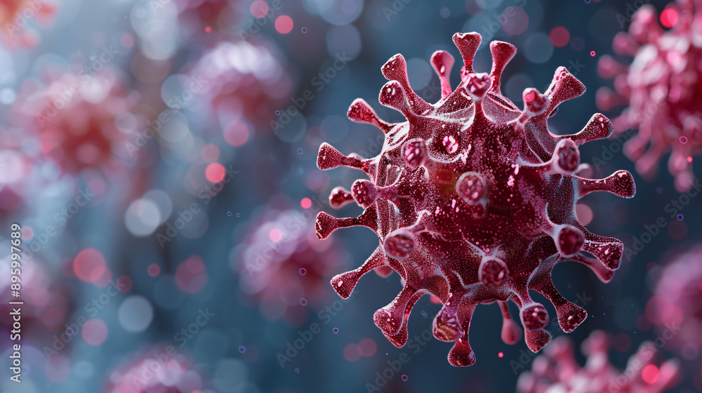 Close-up of a microscopic view of the novel coronavirus (COVID-19) with detailed structure and colorful background. Close-up of a microscopic view of the novel coronavirus (COVID-19) with detailed structure and colorful background.