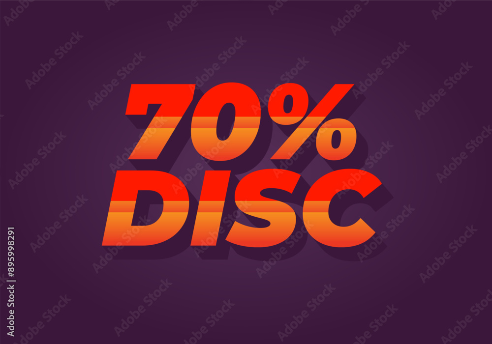 70 percent discount. Text effect in 3D style with good colors 70 percent discount. Text effect in 3D style with good colors