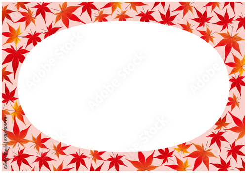 紅葉が美しいもみじフレーム背景9桜色