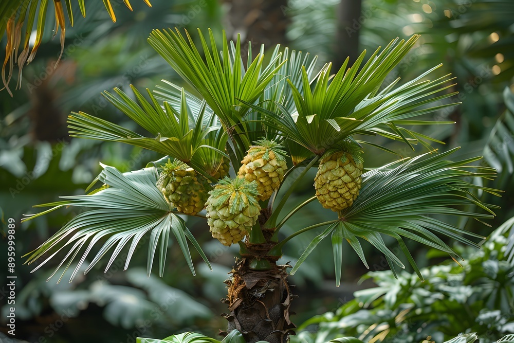 Tropical Paradise: A Unique Palm Tree with Pineapple-Like Fruits Tropical Paradise: A Unique Palm Tree with Pineapple-Like Fruits