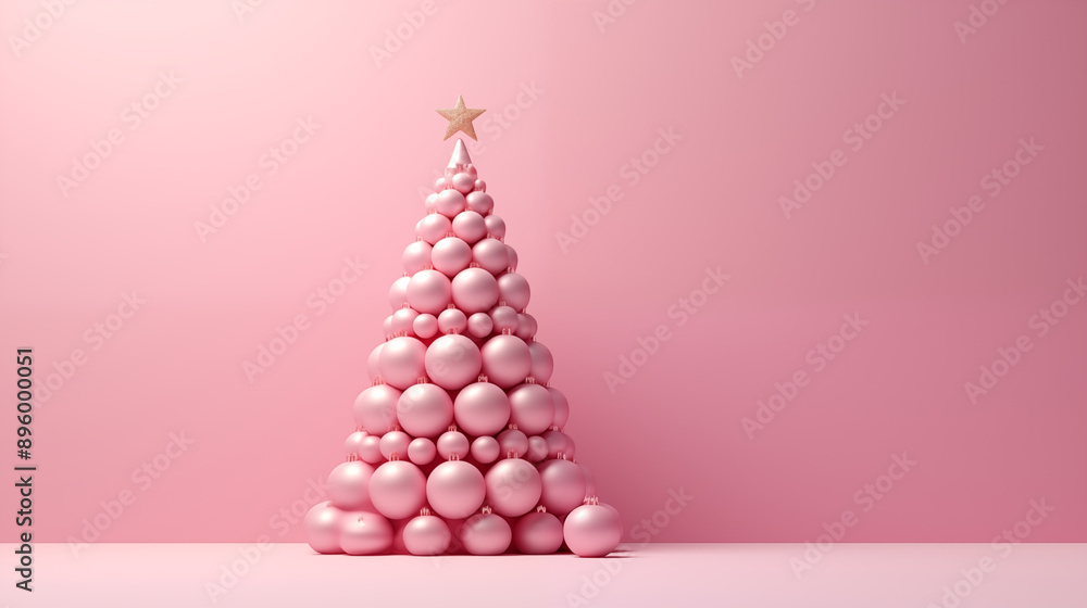 Christmas Tree ans Stars with pink background Christmas Tree ans Stars with pink background