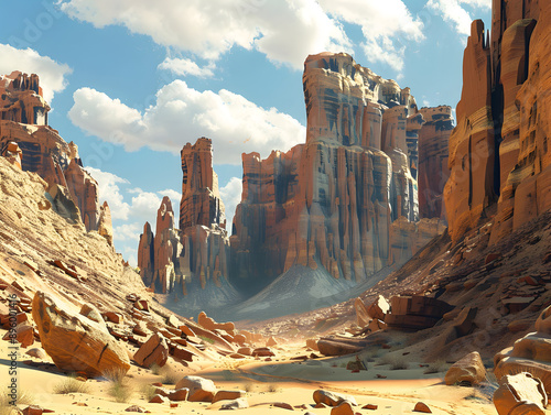 Rocky desert with background illustration photo