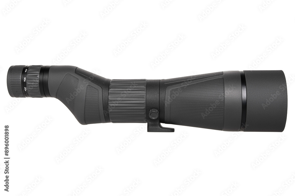Modern spyglass. Long-range observation device. Monocular isolate on a white back Modern spyglass. Long-range observation device. Monocular isolate on a white back