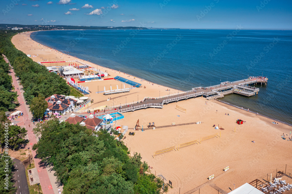 Fototapeta premium Baltic Sea pier in Gdansk Brzezno at summer, Poland