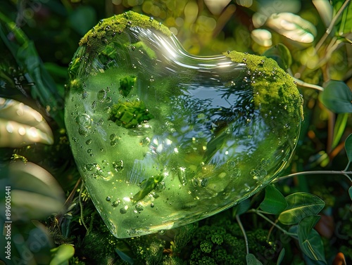 A glass green heart-shaped ...