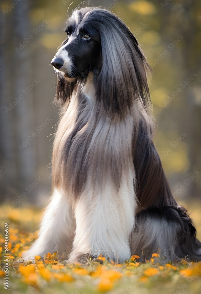A view of an Afghan Hound A view of an Afghan Hound