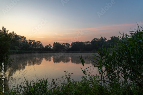 Colors of the sunrise over the pond 