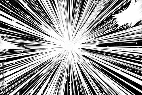 Comic Burst Energy, a striking black and white design featuring dynamic lines that create an explosive visual impact, perfect for graphic novels and action scenes.