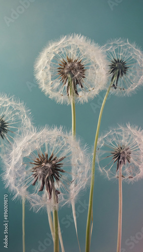 Contemporary banner with X-ray dandelion flower pattern on soft pastel backdrop