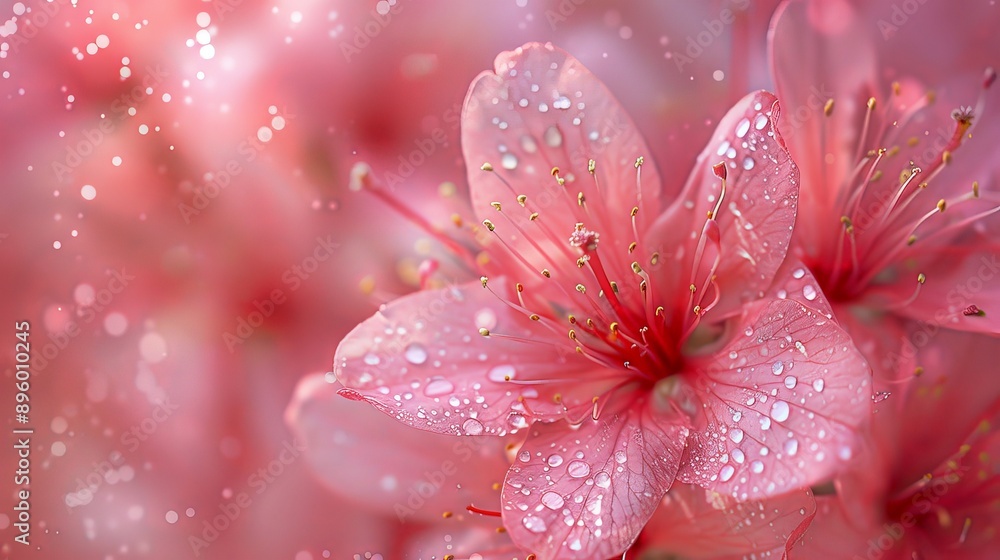 Macro shot of a pink azalea flower with detailed petals Macro shot of a pink azalea flower with detailed petals