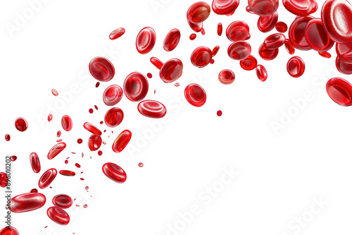 Erythrocytes, red blood cells on a transparent background