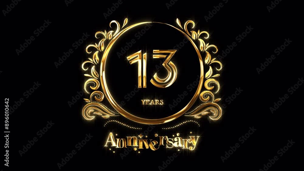 13th Anniversary Celebration. Happy 13 Years Anniversary Animation in Gold Color on the Transparent Background, Alpha Channel. Great for greetings, celebrations, events, and gifts. 13th Anniversary Celebration. Happy 13 Years Anniversary Animation in Gold Color on the Transparent Background, Alpha Channel. Great for greetings, celebrations, events, and gifts.