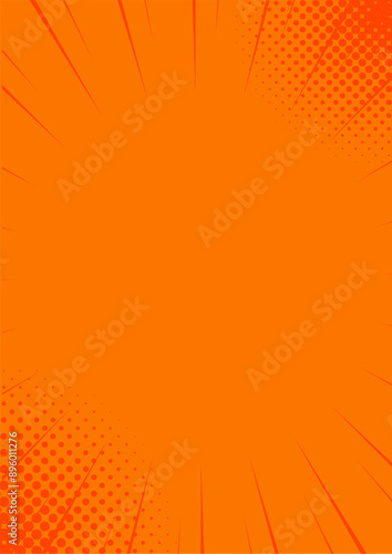 ハーフトーンのサンバーストの背景イラスト素材　集中線　オレンジ　orange halftone sunburst background