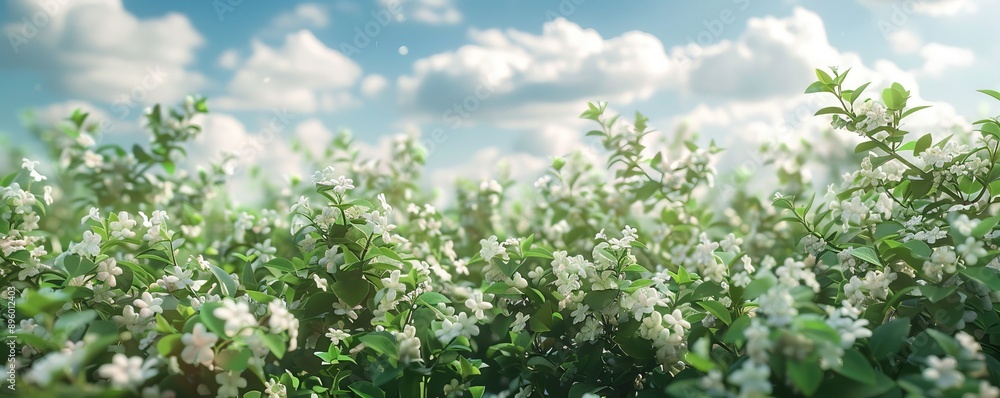 Fragrant jasmine bushes perfuming the air, 4K hyperrealistic photo Fragrant jasmine bushes perfuming the air, 4K hyperrealistic photo