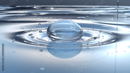 Blue Water Drop Splashing in Ripple photo