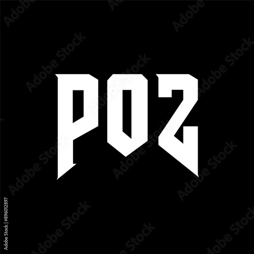 POZ letter logo design for technology company. POZ logo design black and white color combination. POZ logo, POZ vector, POZ design, POZ icon, POZ alphabet. POZ typography logo design.