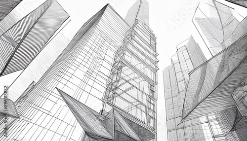 Classic cathedral in wireframe, gothic architecture