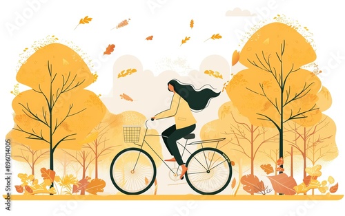 Cycling in the woods in autumn,created with Generative AI tecnology.