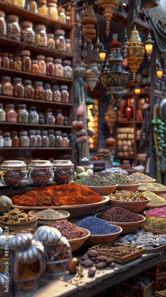 Arabian Nights Market Spice Bazaar, 4K hyperrealistic photo Arabian Nights Market Spice Bazaar, 4K hyperrealistic photo
