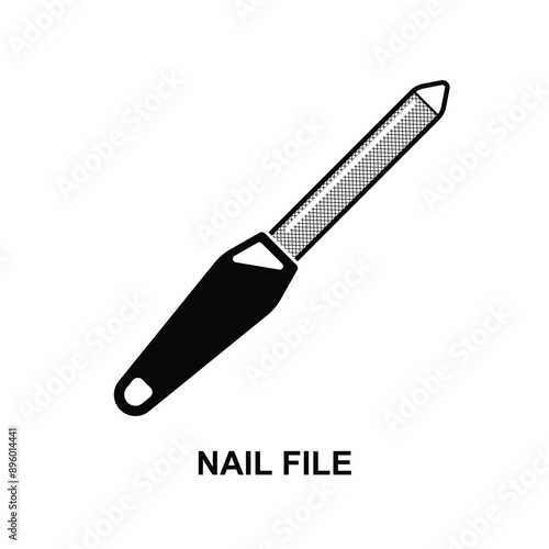 Metal nail file icon. The small file of metal or cardboard for trimming or shaping the fingernails isolated on background vector illustration.