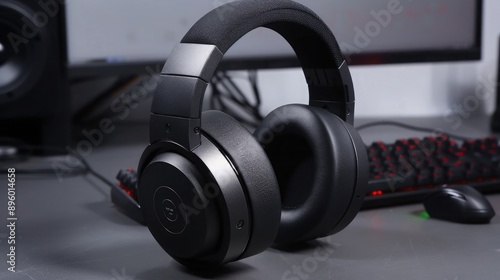 A gaming headset with surround sound audio, noise-canceling microphone, and comfortable ear cushions for long gaming sessions.