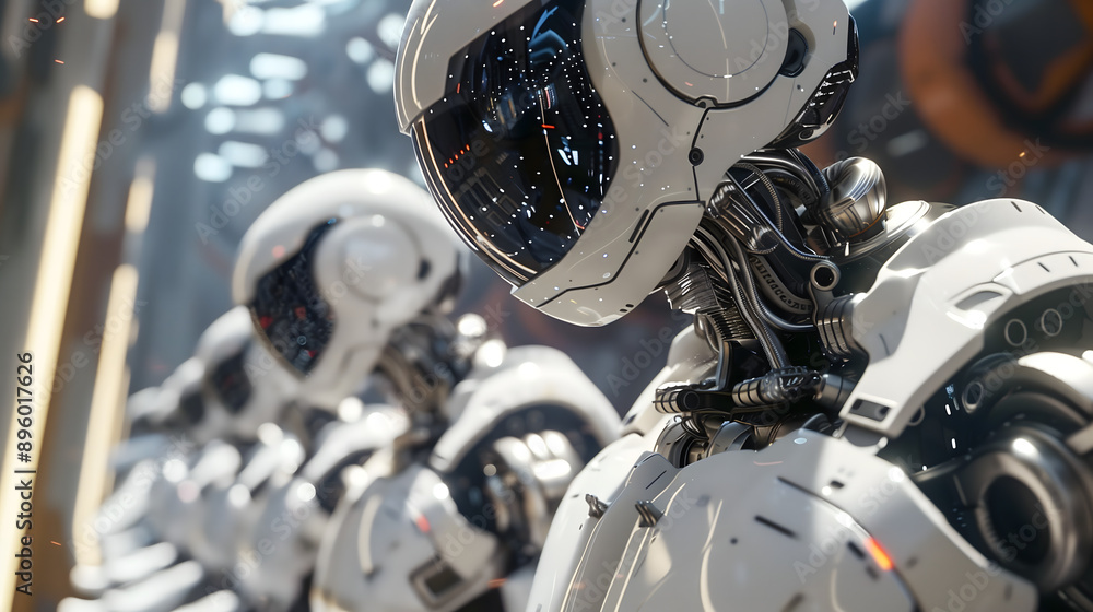 Fábrica de robots IA futuristas Fábrica de robots IA futuristas