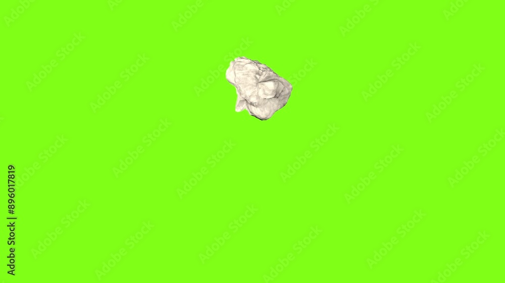 White asteroid meteorite flying and spinning in the space of a green screen . Realistic animation of stone on green screen. 3D animation. Chrome key. White asteroid meteorite flying and spinning in the space of a green screen . Realistic animation of stone on green screen. 3D animation. Chrome key.