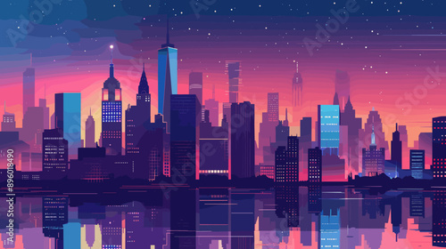Cityscape vector cartoon illustration background