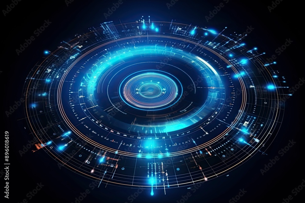 Creative digital tech circle on dark backdrop. Big data and technology concept register your personal data Creative digital tech circle on dark backdrop. Big data and technology concept register your personal data