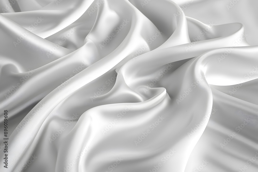 Obraz premium Elegant White Satin Fabric with Soft Drapes and Smooth Texture