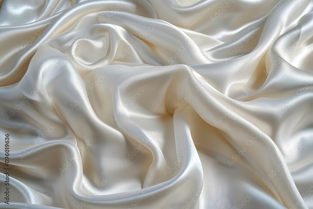 Luxurious Cream Satin Fabric with Elegant Drapes and Soft Texture Luxurious Cream Satin Fabric with Elegant Drapes and Soft Texture