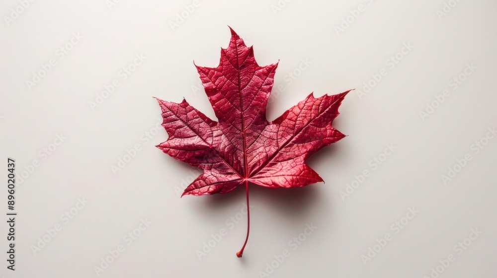 A close-up photorealistic image of a single red maple leaf, with its vibrant crimson hues and intricate details A close-up photorealistic image of a single red maple leaf, with its vibrant crimson hues and intricate details