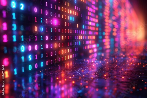 Wallpaper Mural Brightly colored lights are reflected on a shiny surface, colorful coding Torontodigital.ca