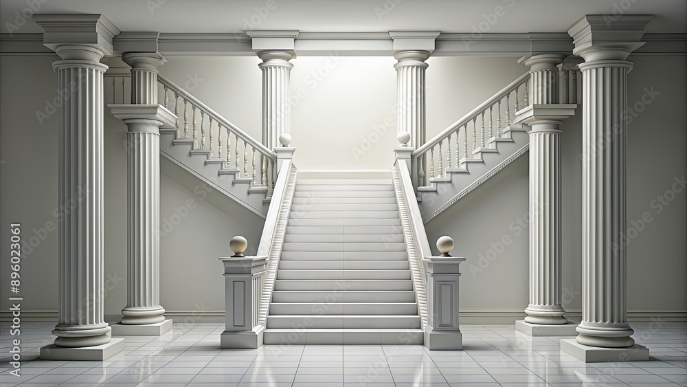 Obraz premium Staircase columns without background , , stairway, architecture, interior design, modern, minimalism