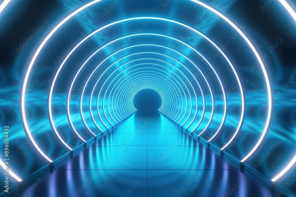 A futuristic tunnel illuminated by glowing blue lights, creating a mesmerizing atmosphere for technology or sci-fi themes. A futuristic tunnel illuminated by glowing blue lights, creating a mesmerizing atmosphere for technology or sci-fi themes.