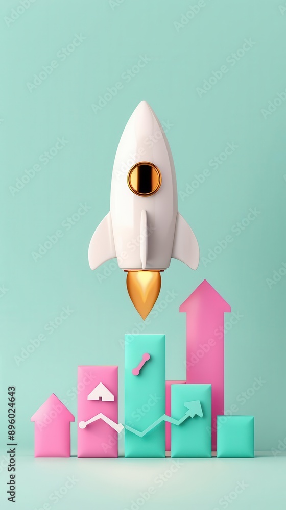 A colorful illustration of a rocket launching above upward bars, symbolizing growth and success in business and innovation. A colorful illustration of a rocket launching above upward bars, symbolizing growth and success in business and innovation.