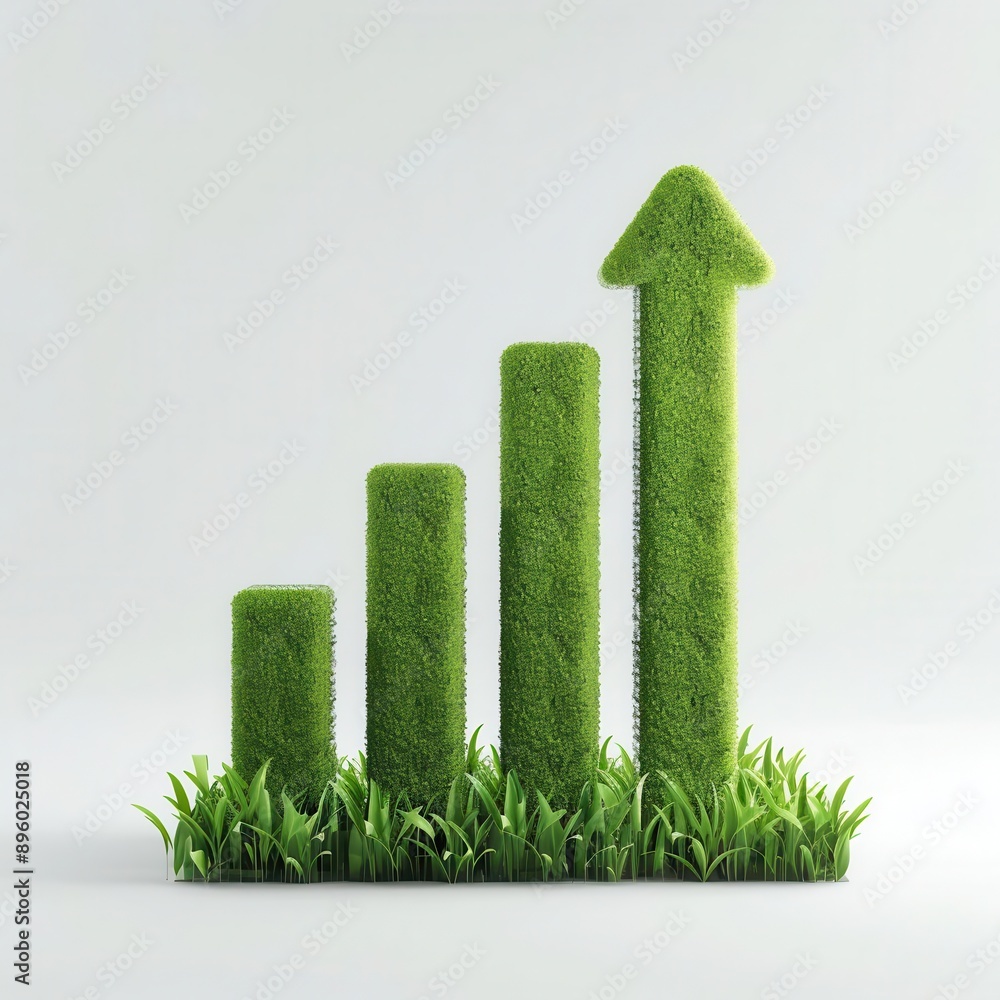 Stylish green growth graph made of grass representing sustainability, success, and eco-friendly business concepts. Stylish green growth graph made of grass representing sustainability, success, and eco-friendly business concepts.