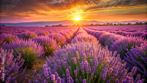 Lavender flower field glowing in the sunset light, lavender, flowers, field, sunset, nature, beauty, purple, fragrant