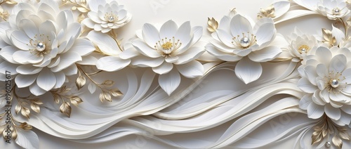 Digital illustration white background wavy pattern is made up fa © Radley